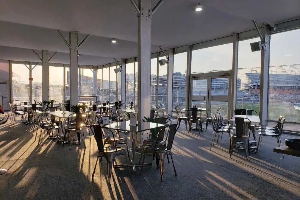 Dining Hall on lower level of double decker tent