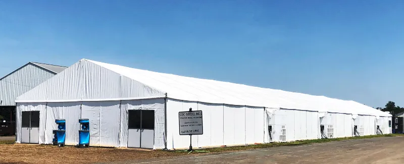 Long white frame tent