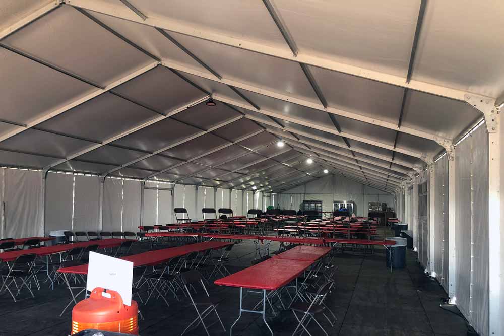 Dining hall in a tent