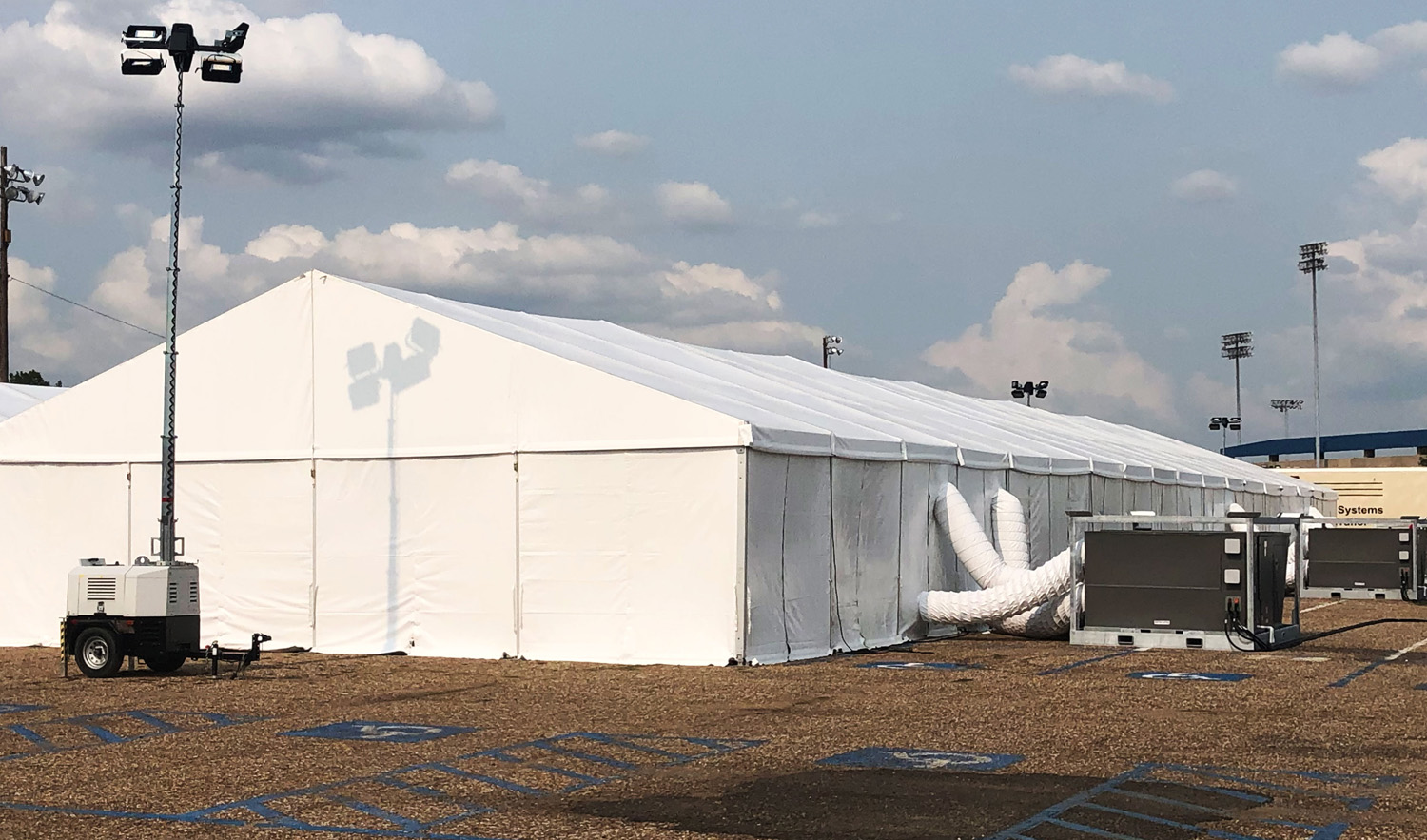 White tent for warehouse facilities