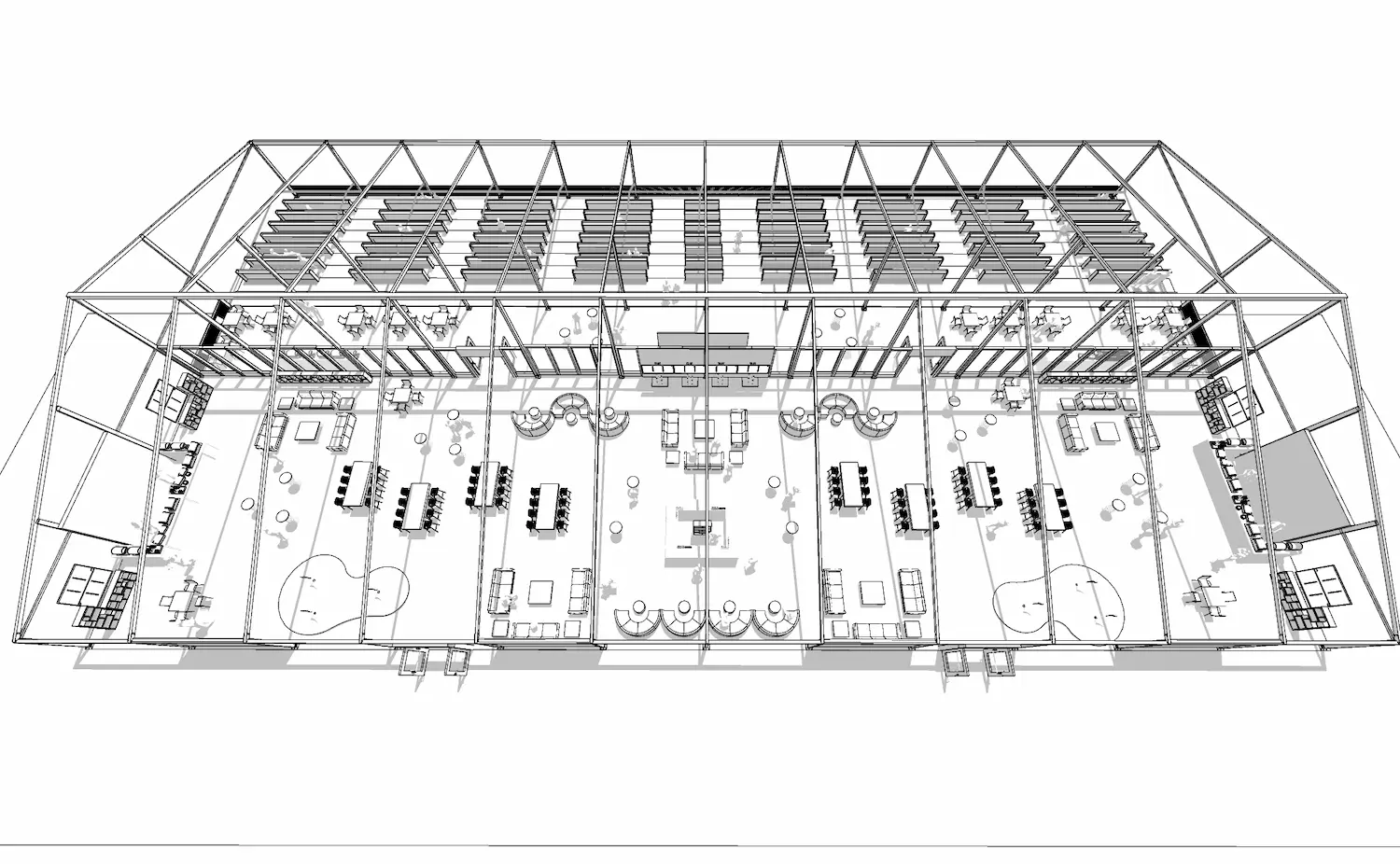 Plans for a golf event layout inside of a tent