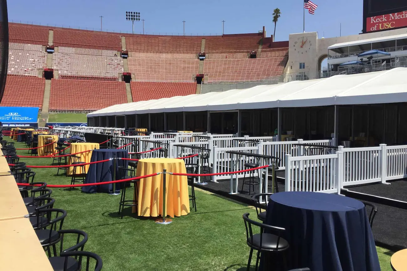 Tents and outdoor spaces for post-tournament event