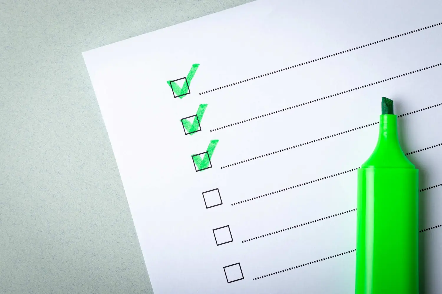 Checklist with green checkmarks