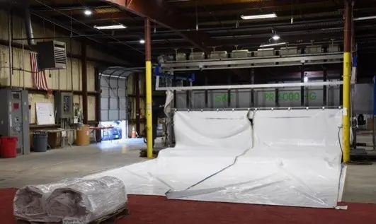 Showing the process of cleaning large tents